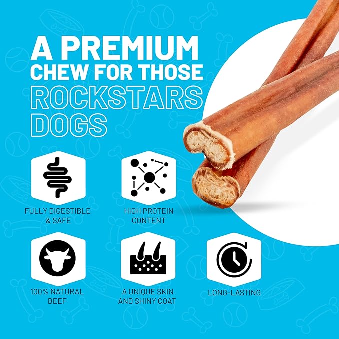 Sitka Farms Bully Sticks Regular 12 inch - 20 Count - All Natural Premium High Protein Long Lasting Dental Treats for Large Medium and Small Dogs - Rawhide Free Sticks for All Breeds