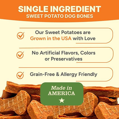 Gaines Family Farmstead Sweet Potato Dog Bones 4 Pack – 32 oz Bags, All-Natural, Single Ingredient, Grain-Free Dog Treats for Digestive Health, Training & Rewards – High-Fiber, Made in USA