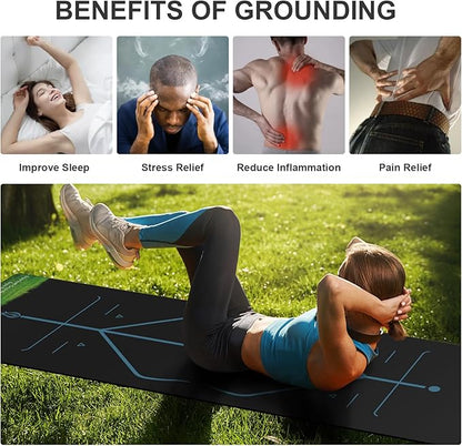 LekDrok Grounding Yoga Mat, 72x24inch, Earthing Sleep Pad for Physical Therapy, Exercise & Workout Non Slip Mat, Reduce Anxiety and Improve Sleep