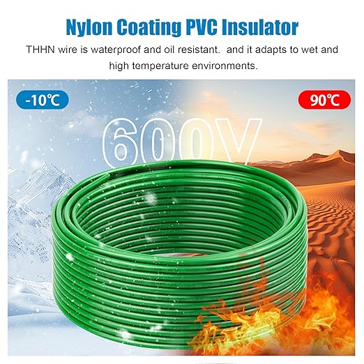 THHN Wire 10 Gauge 25 FT OFC Electrical Wire, 10 AWG Solid Copper Wire Rated up