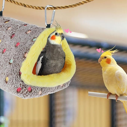 MEWTOGO Medium Winter Warm Bird Nest for Cage - Comfortable Birds Bed with Support Plate, Hanging Shed Hideaway Hammock Hut Gift for Cockatiel Monk Parrots Sun Conure