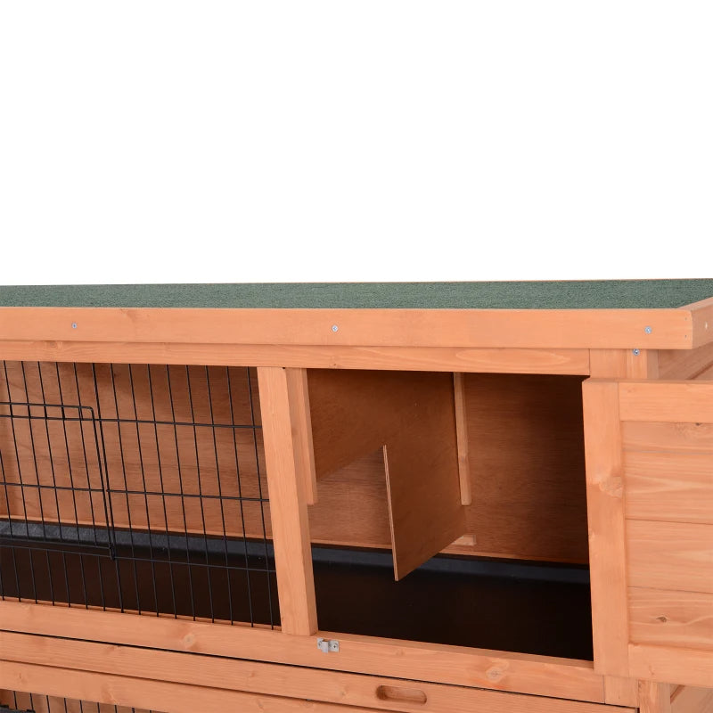 2-Story Large Rabbit Hutch Bunny Cage Wooden Pet House Small Animal Habitat With Lockable Doors, No Leak Tray And Waterproof Roof For Rabbits, Chickens, Ducks, Outdoor Indoor Natural