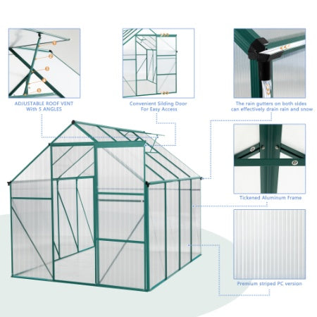 Green-6 X 8 FT Outdoor Patio Greenhouse