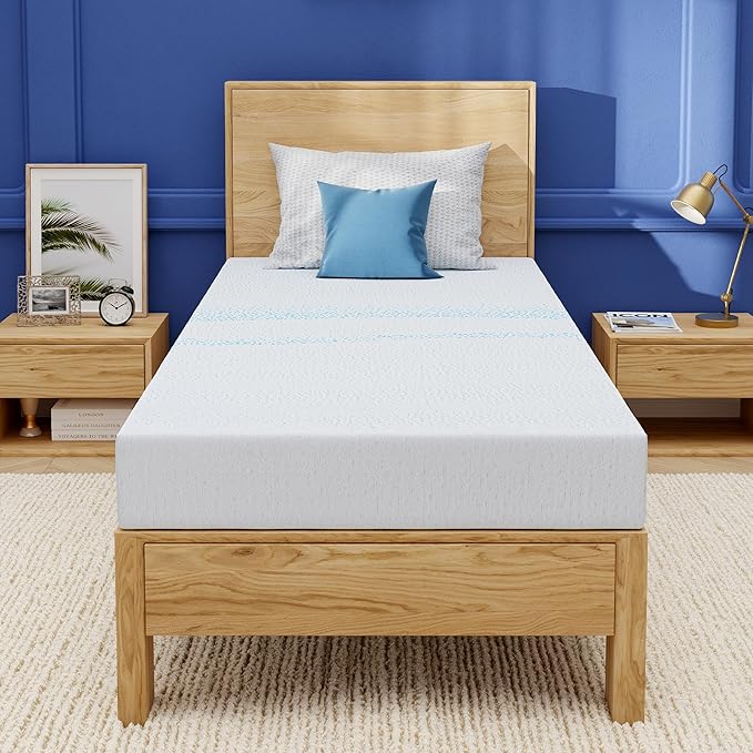 EGOHOME 6 Inch Twin Mattress for Kids, Gel Memory Foam with Charcoal, Fiberglass Free, CertiPUR-US Certified, Temperature-Regulating, Washable Cover, Medium Firm, Bed in a Box, 75"x38"x6"