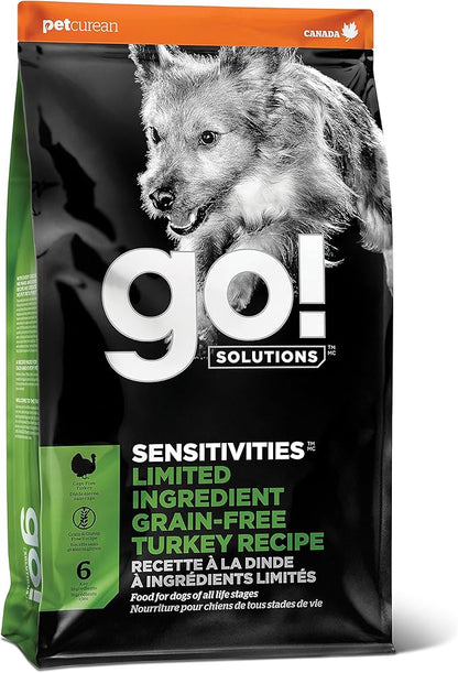 Go! Solutions Sensitivities Limited Ingredients, Grain-Free Dry Dog Food, Turkey Recipe for Sensitive Stomach, 12 lb Bag