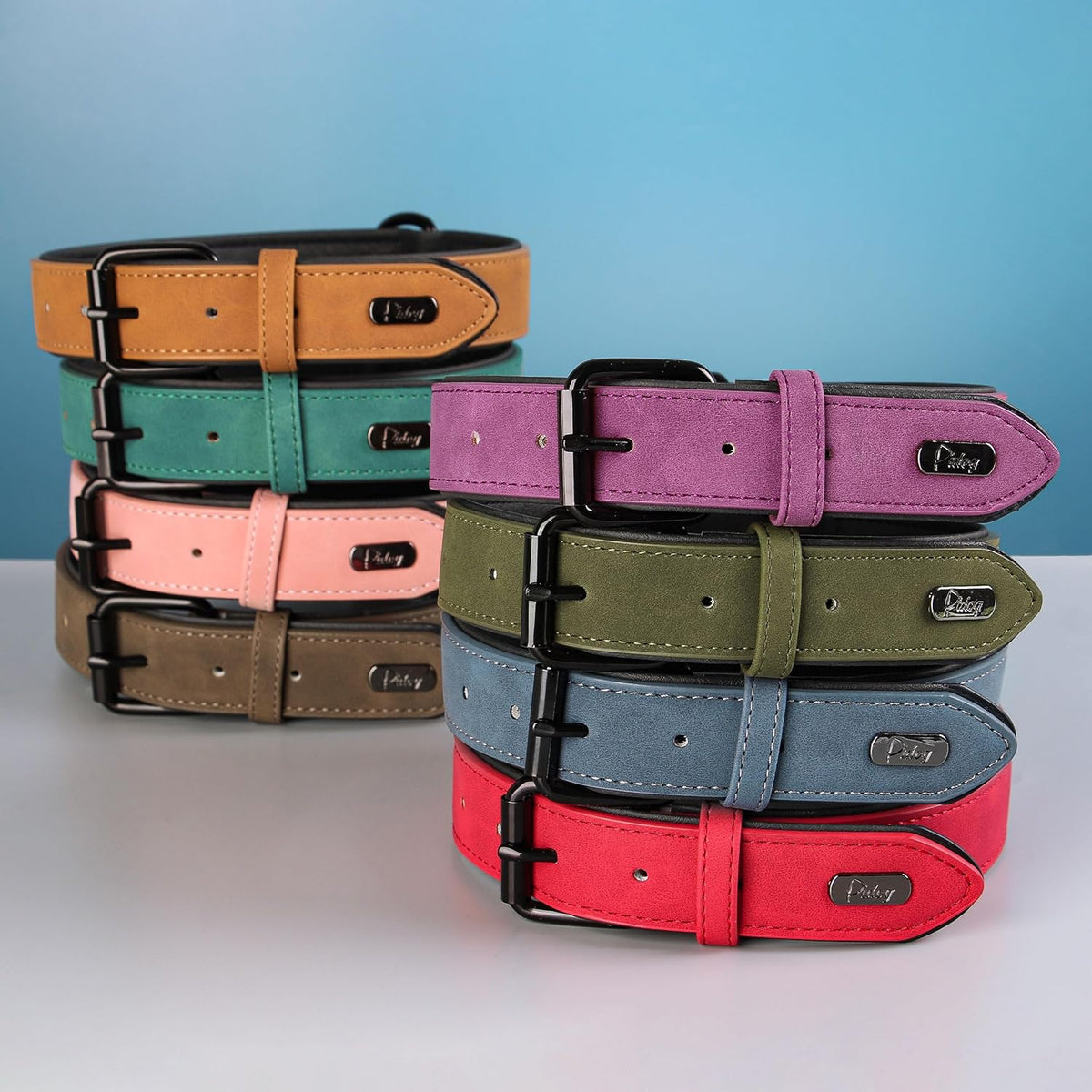 Didog Soft Padded PU Leather Dog Collar, Breathable and Adjustable Dog Collars for Small Dogs, Comfortable for Daily Walk, Purple, M Fit Neck 12-15"(13-22 lbs)