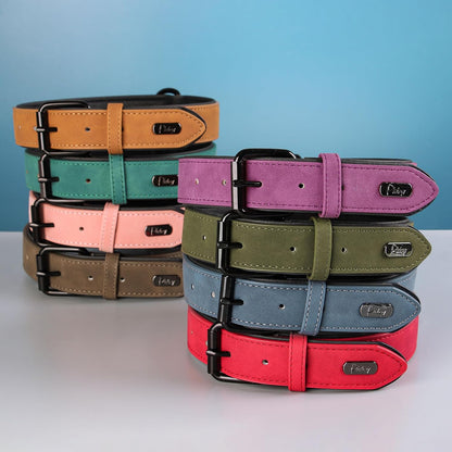 Didog Soft Padded PU Leather Dog Collar, Breathable and Adjustable Dog Collars for Small Dogs, Comfortable for Daily Walk, Purple, M Fit Neck 12-15"(13-22 lbs)