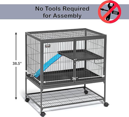 MidWest Homes for Pets Ferret Nation Single Unit Small Animal Cage, 2 Tiers, Includes Pan, Shelf, Ramp & Cover, for Ferrets & Other Small Animals