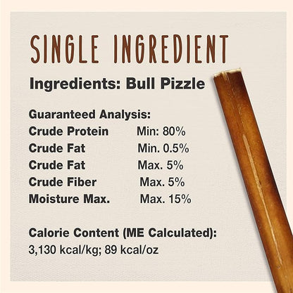 Cadet Bully Sticks for Small Dogs, All-Natural Beef Pizzle, Rawhide-Free Long-Lasting Dog Chews for Aggressive Chewers, 4 Count