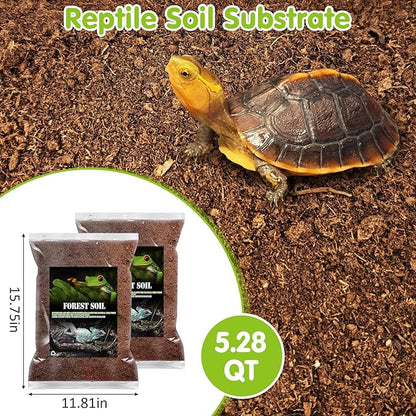 VCEPJH 2 Pcs Reptile Substrate Burrowing Tortoise Bedding for Habitat Bearded Dragon Enclosure Topsoil Terrarium Substrate for Snake Tarantula Gecko Lizard Spidey Frog Hermit Crab (5 L)