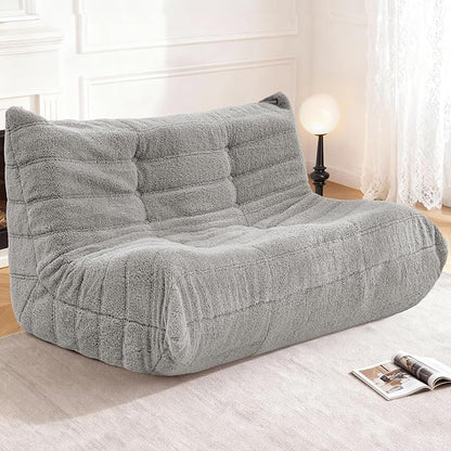 Bean Bag Loveseat Chair Big Sofa Beanbag Chair for Adults Fireside Chair Bean Bag Lounger with Memory Foam Filled for Home,Apartment or Gaming Venue（LGY Teddy）