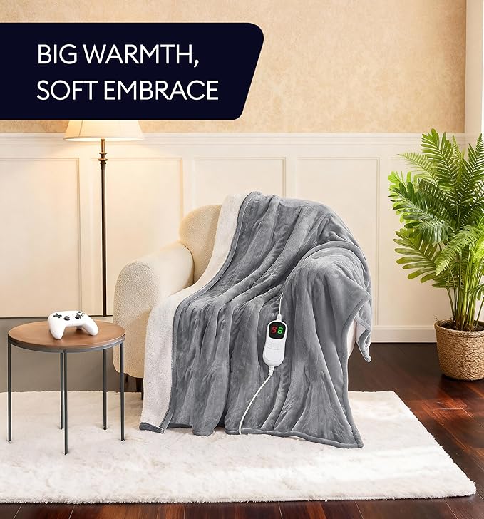 Heated Blanket Electric Throw 50"x60" – Safe Electric Heating Blanket