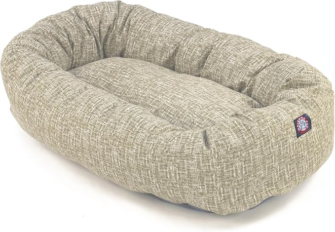 Majestic Pet Bagel Calming Dog Bed, 52 Inch X-Large, Round, Washable, Tan | Cozy Soft Fluffy Donut Pet Bed with Spine Support for Head Rest – Anti-Anxiety Comfort for Puppies & Dogs, 52x35x11 Inches