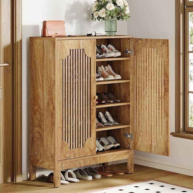 Tribesigns Shoe Cabinet with Doors, 5-Tier Shoe Storage Cabinet with Adjustable