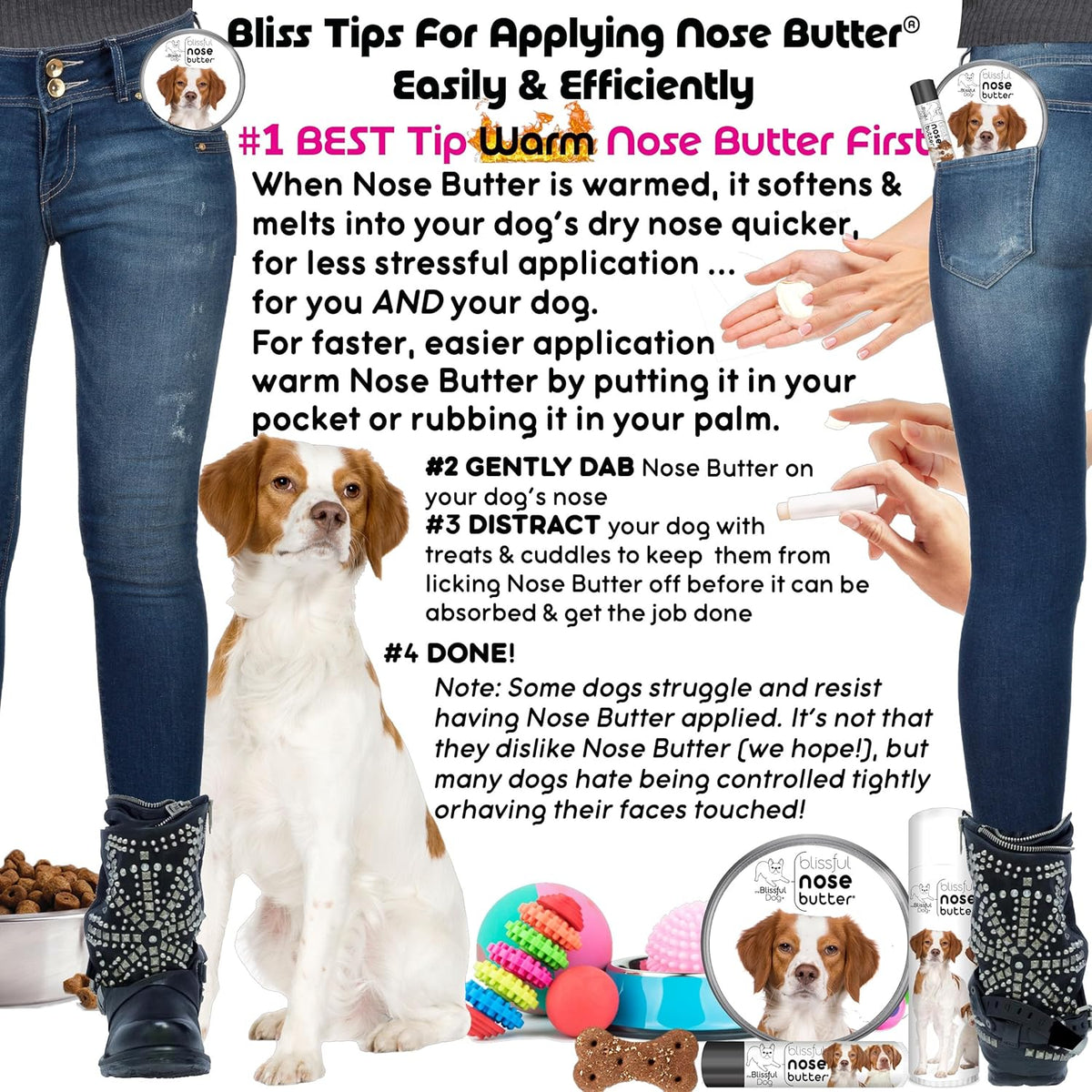 The Blissful Dog Brittany Spaniel Nose Butter for Dry, Cracked Skin, Lick-Safe Dog Nose Balm with Moisturizing Shea Butter, Almond, Olive, and Essential Oils, Pet Supplies, Uncented, 4 oz.