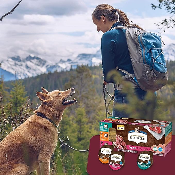 Nutrish Rachael Ray Peak Protein Adventure Pack Variety Wet Dog Food, High Protein, Grain Free, 9-3.5 oz. Cups, 2 Count