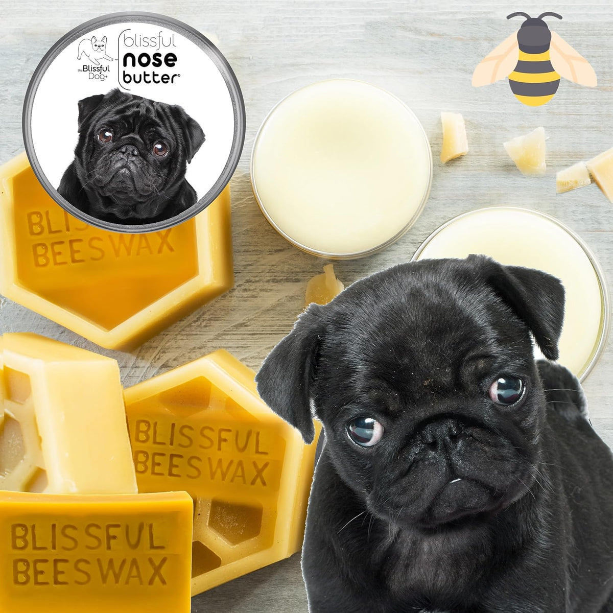 The Blissful Dog Black Pug Unscented Nose Butter, 2-Ounce