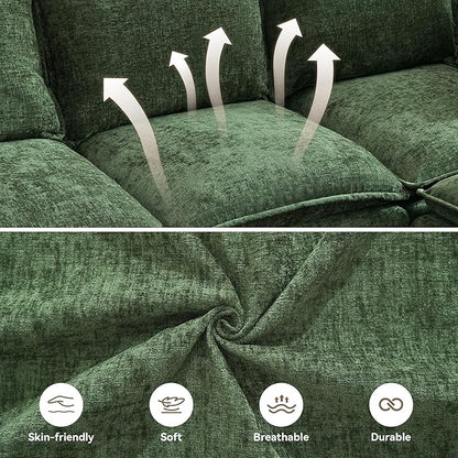 Abbrevi 27" Large Square Ottoman with Storage, Modern Upholstered Footrest with Anti-Slip Legs for Couch Coffee Table Living Room, Bedroom, Entryway, Chenille Green