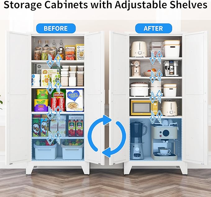 71" Tall Pantry Cabinet, Kitchen Pantry Storage Cabinets