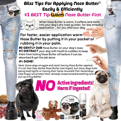 The Blissful Dog Pug Duo Nose Butter for Dry, Cracked Skin, Lick-Safe Dog Nose Balm with Moisturizing Shea Butter, Almond, Olive, and Essential Oils, Pet Supplies, Uncented, 1 oz.
