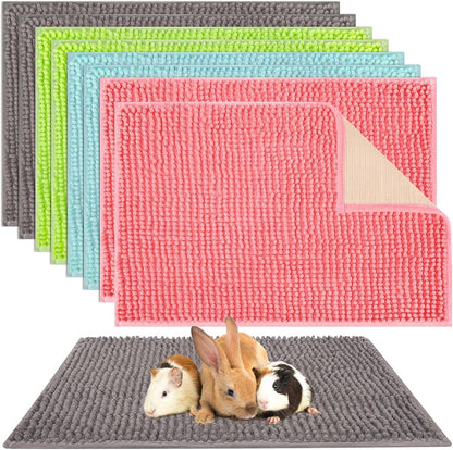 Barydat 8 Pcs Guinea Pig Cage Liner for Guinea Pig Cage Bedding Reusable Rabbit Mat Pad Washable Training Pad Animal Sleeping Bedding Mat(16x12'',Gray, Green, Pink, Blue)