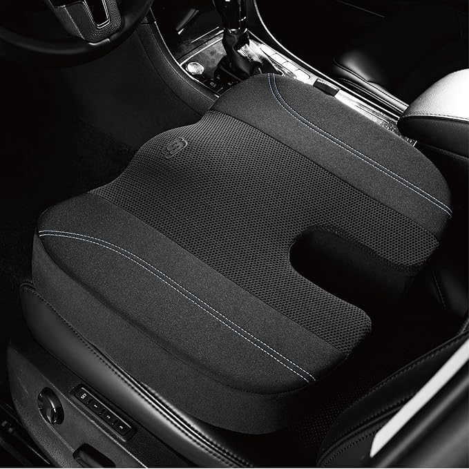 Skechers Seat Cushion, Air Cooled Memory Foam Cushion for Office Chair,Ergonomic Office Desk Accessories for Tailbone Pain Relief,Chair Cushions for Long Sitting Office Workers,Car Drivers,Black