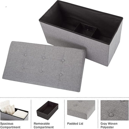 Lavish Home Storage Ottoman ' Folding Foot Rest Toy Chest or Shoe Bench Organizer with Removable Bin
