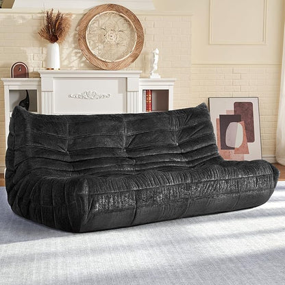 HABUTWAY Bean Bag Chair, Giant Bean Bag Chairs for Adults, 3 Seater Fireside Chair, Lazy Large Floor Bean Bag Sofa for Living Room, Bedroom, Dorm, Office (Black)