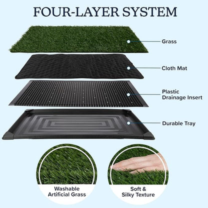 PETMAKER Artificial Grass Puppy Pee Pad for Dogs and Small Pets, 20” x 30” | Reusable 4-Layer Turf Pads for Dogs with Tray, Indoor and Outdoor Fake Grass Potty, Pet Supplies