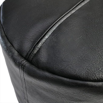 Thgonwid Unstuffed Faux Leather Pouf Cover, Handmade Footstool Ottoman Storage Solution, Floor Footrest Cushion - 16.5" Dx12 H, Pure Black