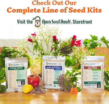 Open Seed Vault 4,000 Non GMO Heirloom Vegetable Seeds for Planting Vegetables and Fruits - 12 Variety Pack of Herb Seeds for Planting Outdoors - Gardening Supplies, Survival Gear, Prepper Kits