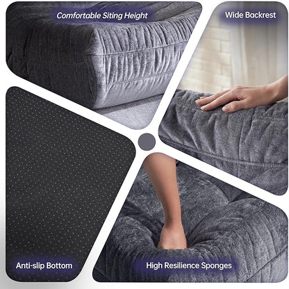 HABUTWAY Bean Bag Chair, Giant Bean Bag Chairs for Adults, 3 Seater Fireside Chair, Lazy Large Floor Bean Bag Sofa for Living Room, Bedroom, Dorm, Office (Grey)