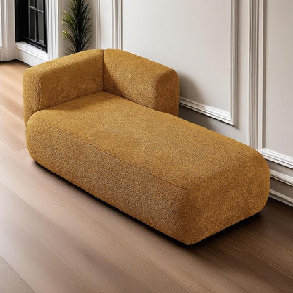 ZEKOKO Boucle Chaise Lounge Chair Indoor Comfy Fluffy Lounge Sofa Upholstered Chaise Lounge Modern Lounge Chair Indoor for Living Room Bedroom Office(Right Hand, Orange)