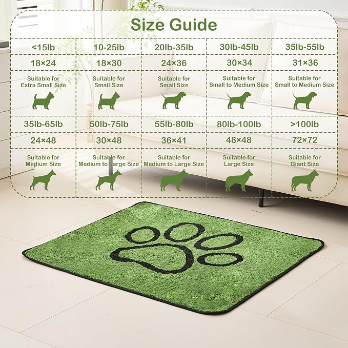 Reusable Dog Pee Pads, Washable Puppy Pads, Leak-Proof 72"x72" 1 Pack | Super Absorbent And Non-Slip Potty Training Pads, Soft Paw Print Plush Design, Ideal For Crates, Couch, Car Seats & Pet Beds