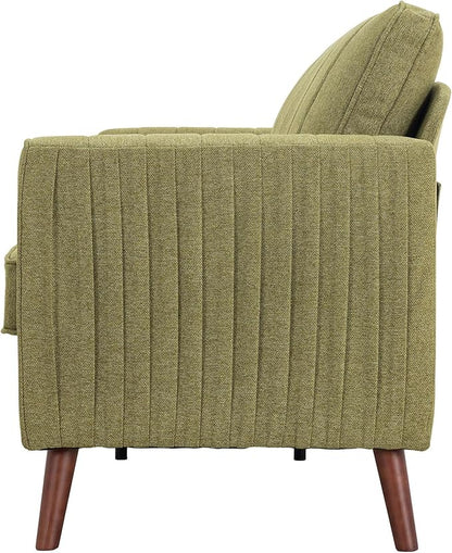 Artechworks Handmade Sofa Couch, 3-Seater 76" Wide W/Durable Italian Style Linen, Modern Mid-Century Fusion Stylish Sofa Couch for Living Room Apartment Lounge,French Piping,Dark Green