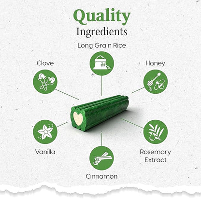 ARK NATURALS Brushless Toothpaste, Dog Dental Chews for Medium Breeds, Vet Recommended for Plaque, Bacteria & Tartar Control, Value Pack, Green Outer Layer, Beige Filling, Cinnamon, 54 Oz
