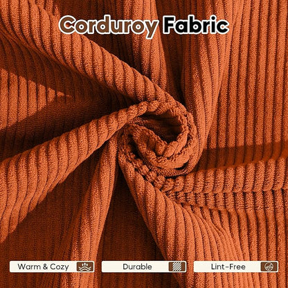 Convertible Folding Couch Bed, Comfy Corduroy Sleeper Floor Sofa Bed with Fixed-Shape Frame, Floor Sofa with Armrest, Lounge Couch for Living Room Bedroom Lounge Studio, Orange