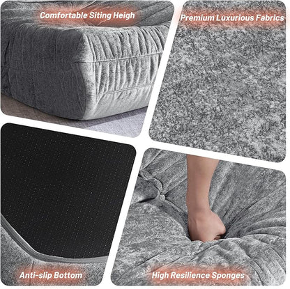 HABUTWAY Bean Bag Chair, Giant Bean Bag Chairs for Adults, Bean Bag Sofa with Filler Faux Fur, Memory Foam Bean Bag Couches Fireside Lazy Sofa for Living Room, Bedroom, Office (Light Grey)