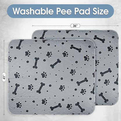 Washable Pee Pads for Dogs 2 Packs 36’’ x 41’’ Washable Puppy Pads Waterproof Dog Pee Mats Heavy Absorbent with Non Slip Bottom for Indoor Pet Training