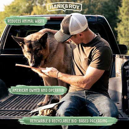 Hank & Roy All-Natural, Single-Ingredient Dog Bully Sticks, Long Lasting, Easily Digestible Dog Chews, Antibiotic and Hormone Free 6” Beef Pizzle Sticks for Dogs, Pack of 6
