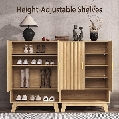4-Tier Fluted Shoe Cabinet