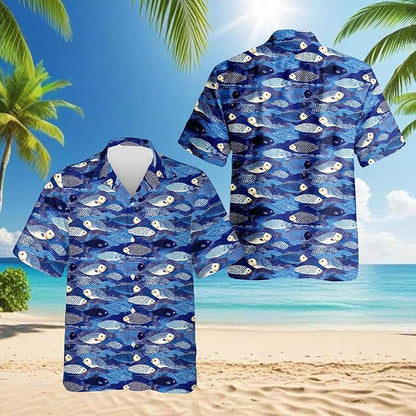 Fishing Crappie Hawaiian Shirt for Men, Button Down Summer Beach Short Sleeve, Fishing Lover Gifts, Sizes S-5XL
