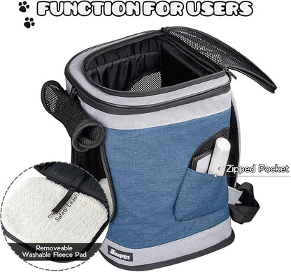 JESPET & GOOPAWS Pet Backpack Carrier for Small Dog, Puppy, Soft Carrier Backpack Ideal for Traveling, Hiking, Walking and Outdoor Activities with Family (Blue Grey)