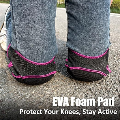 Garden Knee Pads for Working, Kneeling Pad for Cleaning, Flooring, Mechanic Work – with Adjustable Straps and Soft Foam Cushion, Protective Kneepads for Men, Women, Elderly for Christmas – Pink L
