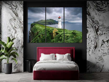 Nature Wall Art Prints - Ocean Forest Mountain Lake Canvas Landscapes - Small to Extra Large Living Room Bedroom Kitchen Bathroom Décor (Stormy Sky Lighthouse, 20L" x 30W")