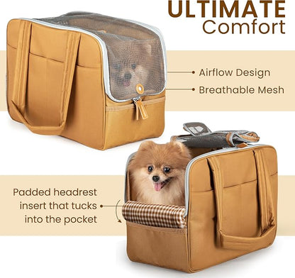 Dog Purse Carrier for Small Dogs – Cotton Padded Interior, Multiple Pockets, Breathable Mesh & Comfortable Strap – Durable Polyester Travel Bag, Lightweight Cat Carrier - Versatile Small Pet Bag