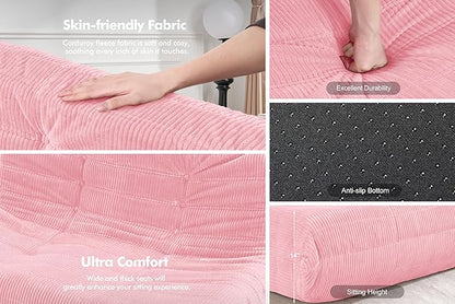 Bean Bag Chair,Giant Beanbag Chairs for Adults,Comfy Large Fireside Chair Lazy Sofa,Corduroy Bean Bag Lounger with Memory Foam Filled,Floor Sofa Couch for Home,Living Room (Pink, 3-Seater)