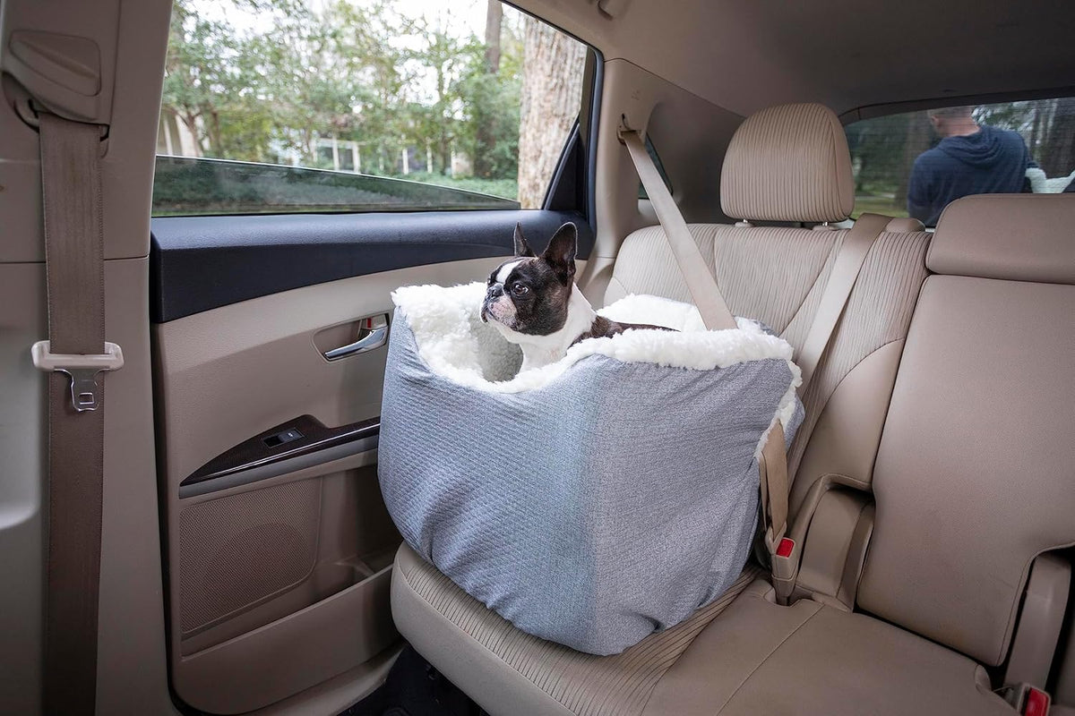 Snoozer Dog Car Seat: Lookout I Dog Booster Car Seat for Dogs Small 5-15 lbs, Size: Small, Fabric: Stone Diamond, Pet Booster to Alleviate Motion Sickness for Dogs, Removable Machine Washable Cover