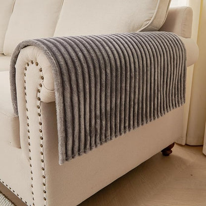 HAOMAIJIA Waterproof Couch Cover for Dogs Washable,Faux Fur Pet Couch Covers for Sofa,Soft Dog Bed Cover Non-Slip Couch Covers for 3 Cushion Couch Sofa Pet Friendly (Grey, 23" x 23" 2 Pack)