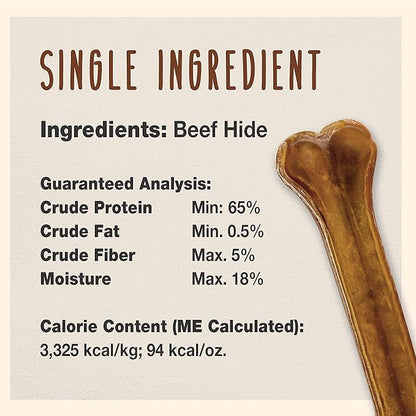 Cadet Premium Grade Pressed Beef Hide Bones, Long Lasting Rawhide Dog Chews, 8 Inch (6 Count)